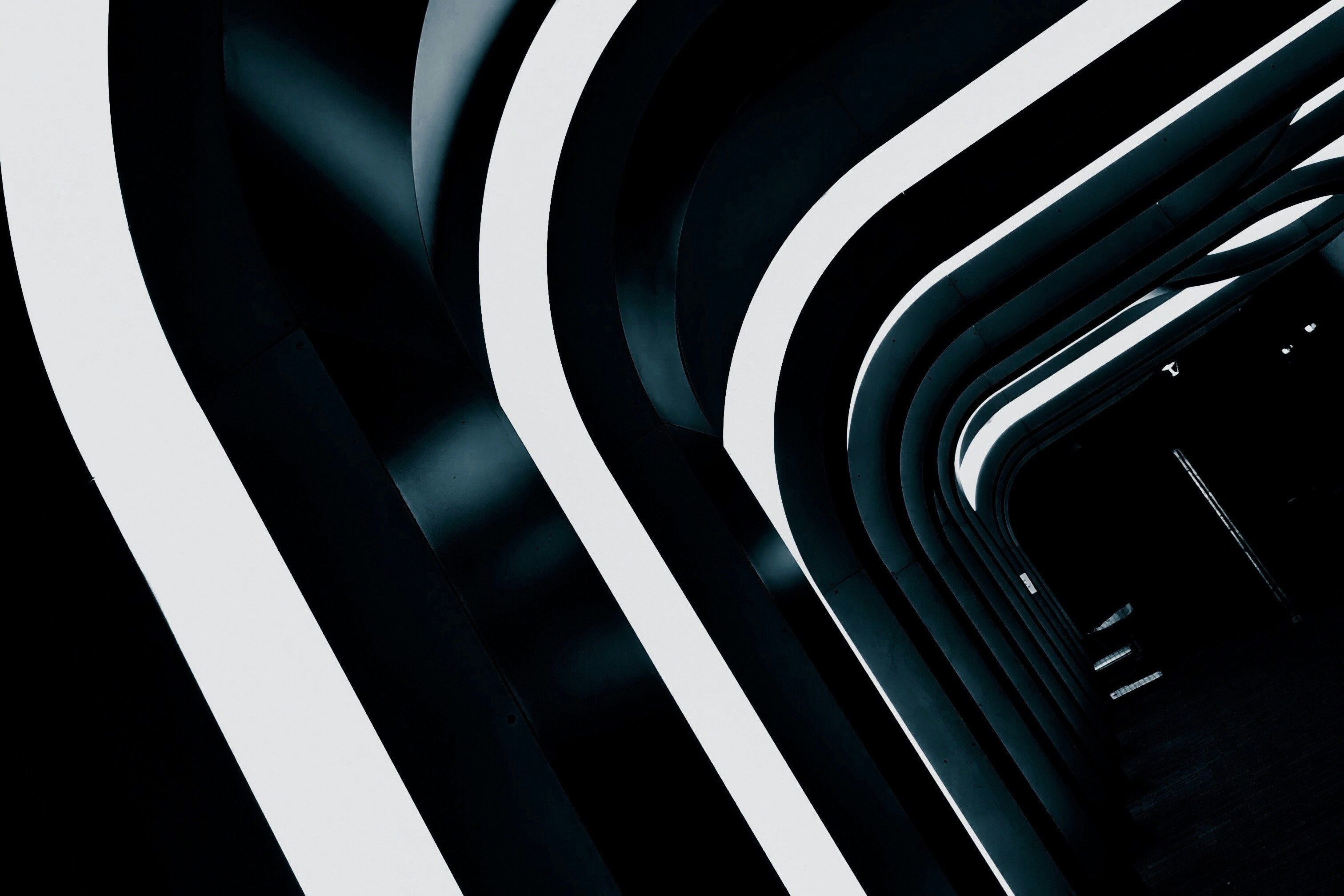 Abstract Black and White Form Tunnel