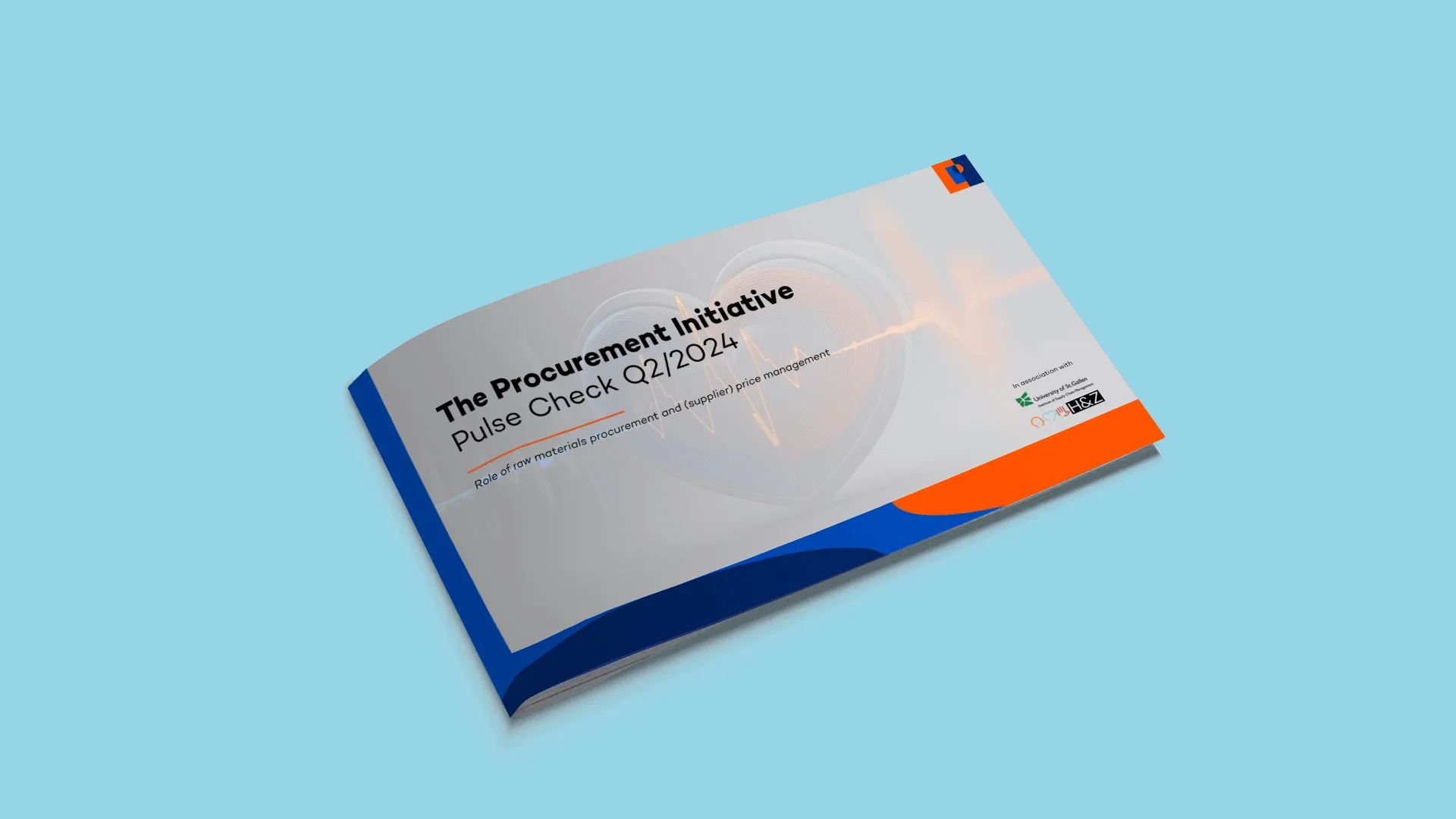 Cover of consulting report 'The Procurement Initiative Pulse Check Q2/2024', featuring a heart pulse graphic, representing procurement insights and strategic consulting