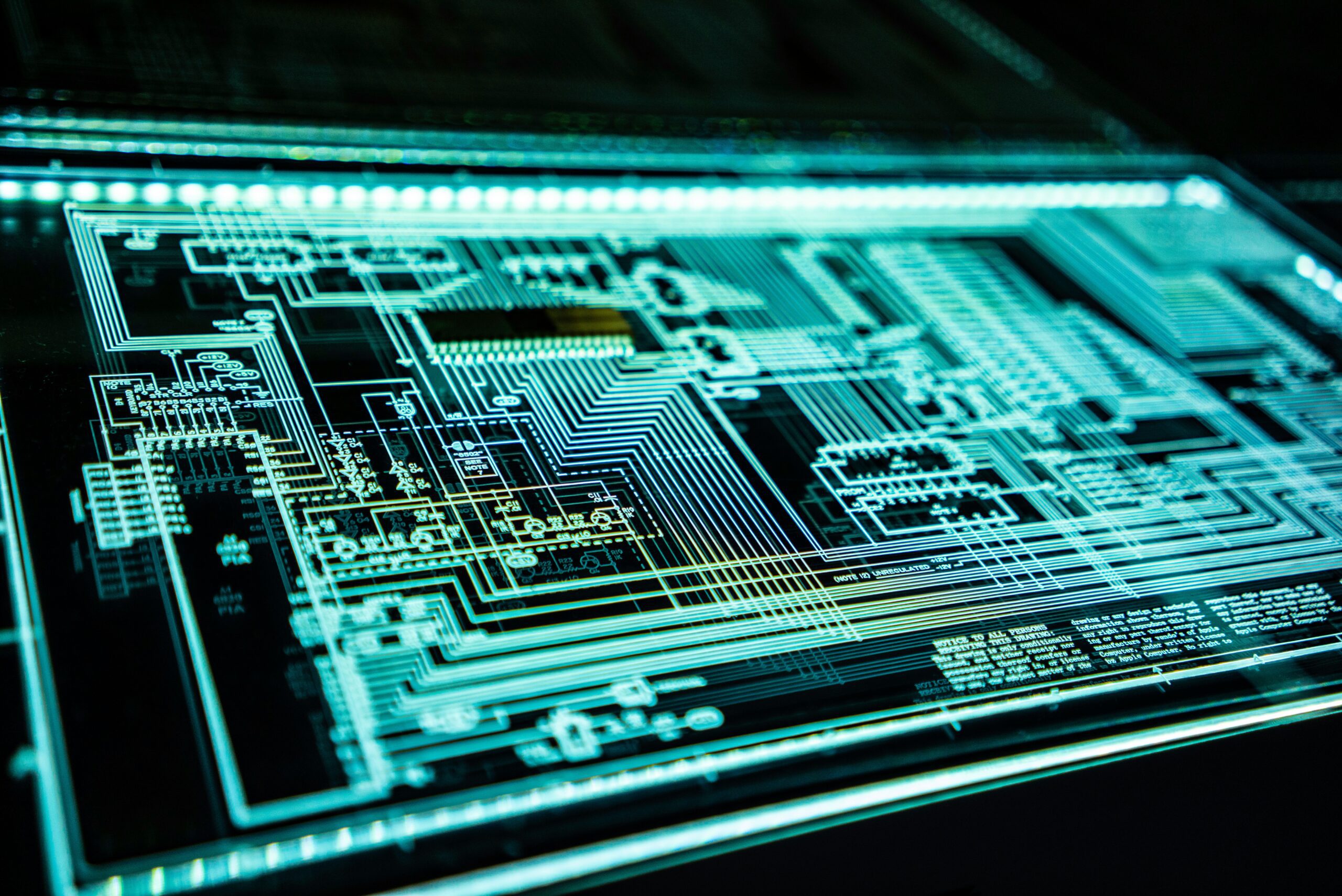 Close-up of digital circuit board representing innovation and technology consulting strategy