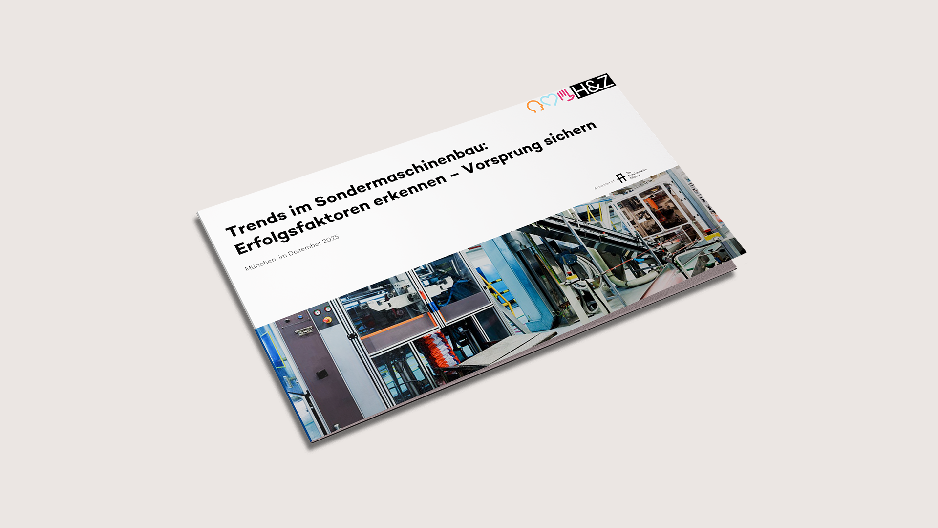 Mockup cover of report on trends in special machinery construction, highlighting success factors and competitive advantage, relevant to consulting