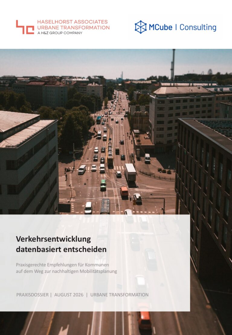 Cover of the practice dossier on data-driven traffic development planning for municipalities | H&Z