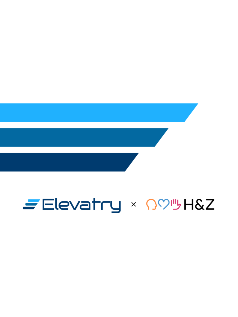 Logos von Elevatry und H&Z mit drei blauen Balken